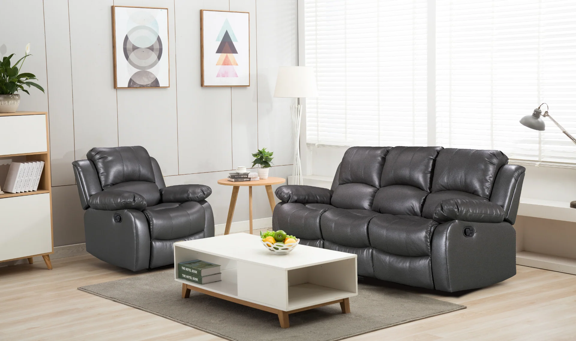 Faux Leather Grey Recliners